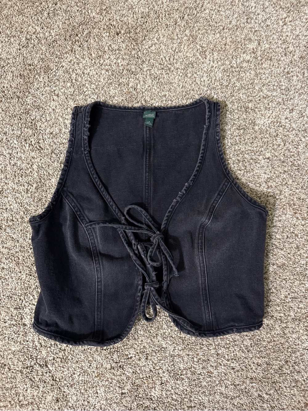 Wild and Fable Black Lace-Up Denim Vest